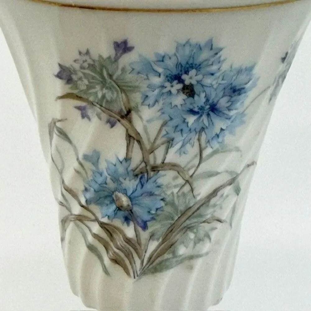 Haviland Limoges France Mazagran Cocktail Goblet Bergere Blue Floral Vase